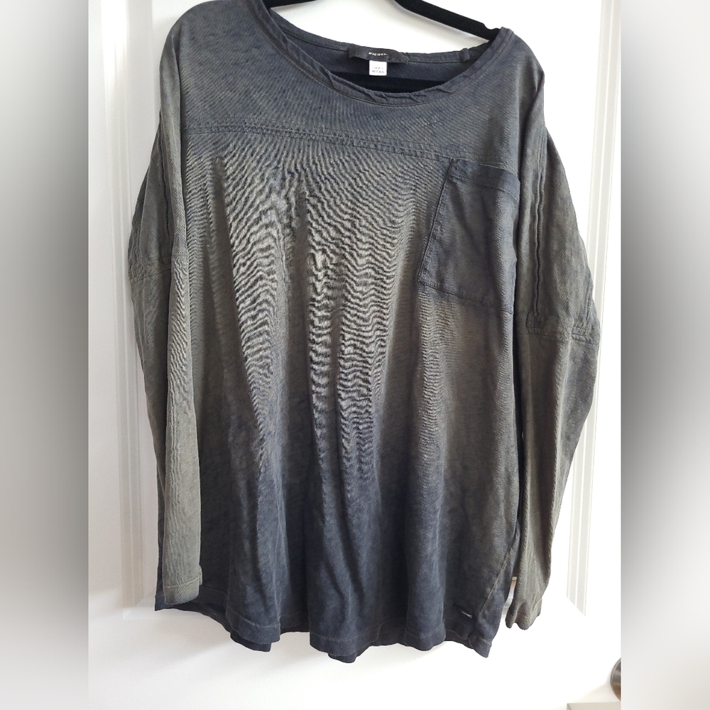 Diesel brand Henley, xxs, charcoal/olive gradient wash